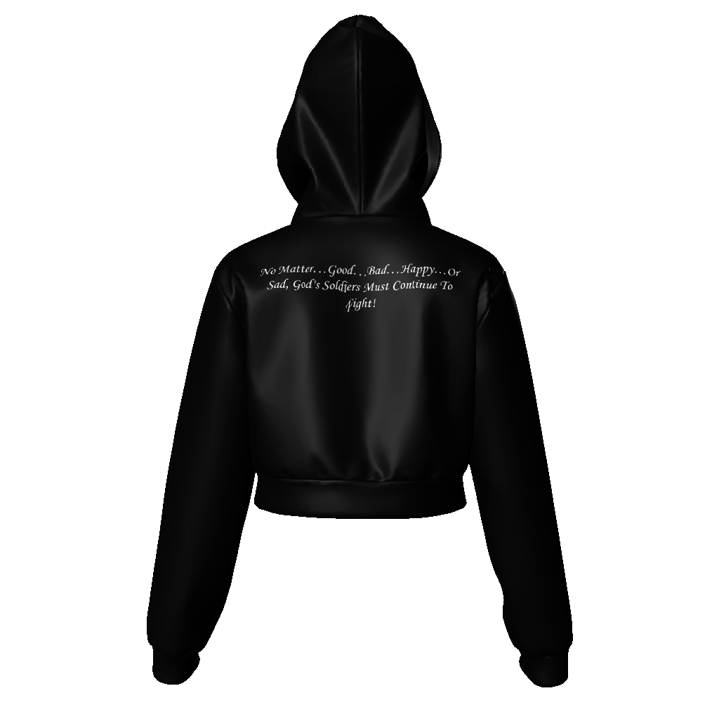 (No Matter…Good…Bad…Happy…Or Sad, God’s Soldiers Must Continue To Fight!) All-Over Print Women Zip Up Crop Hoodie - Image 10