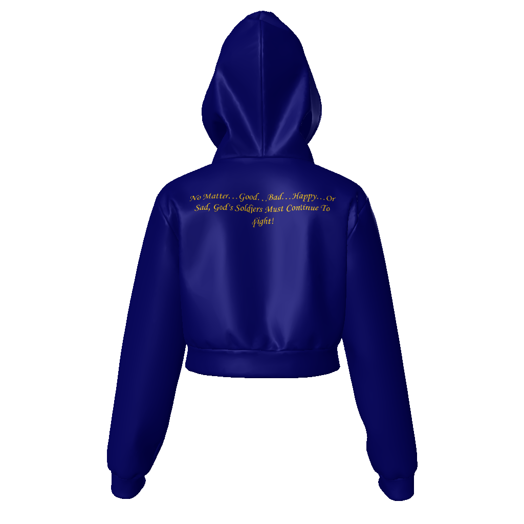 (No Matter…Good…Bad…Happy…Or Sad, God’s Soldiers Must Continue To Fight!) All-Over Print Women Zip Up Crop Hoodie - Image 12