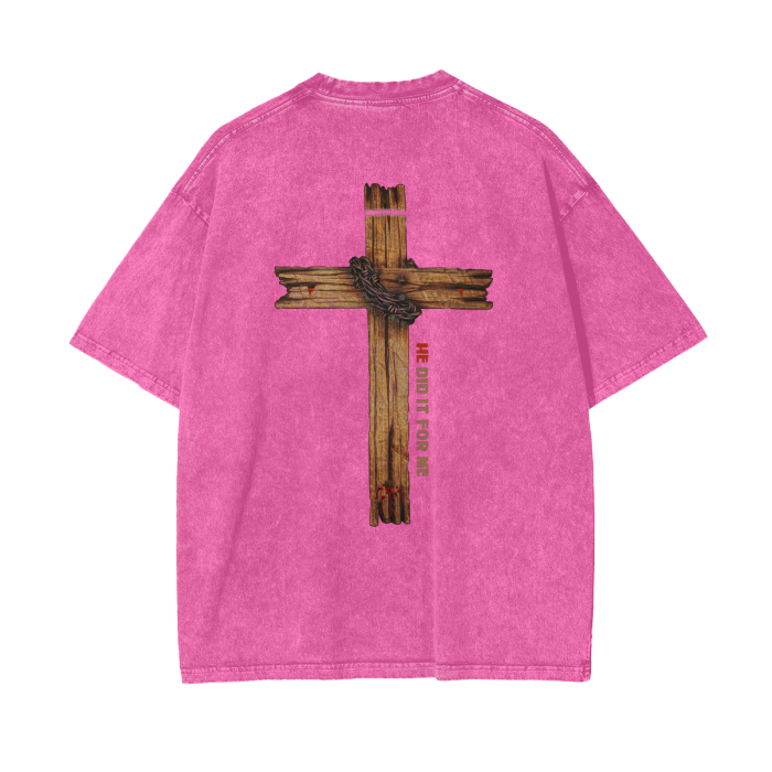 (HE Did It For Me) Acid Wash Oversize T-Shirt - 250 GSM - Image 4