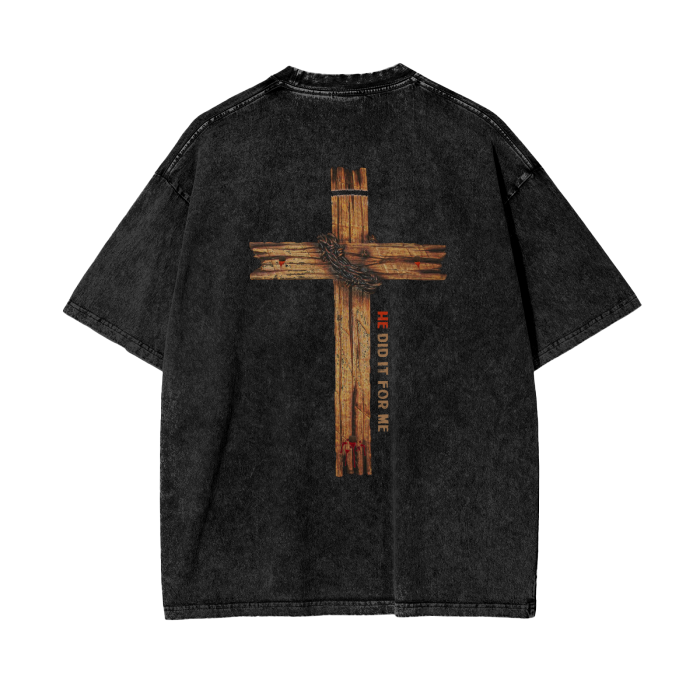 (HE Did It For Me) Acid Wash Oversize T-Shirt - 250 GSM - Image 2