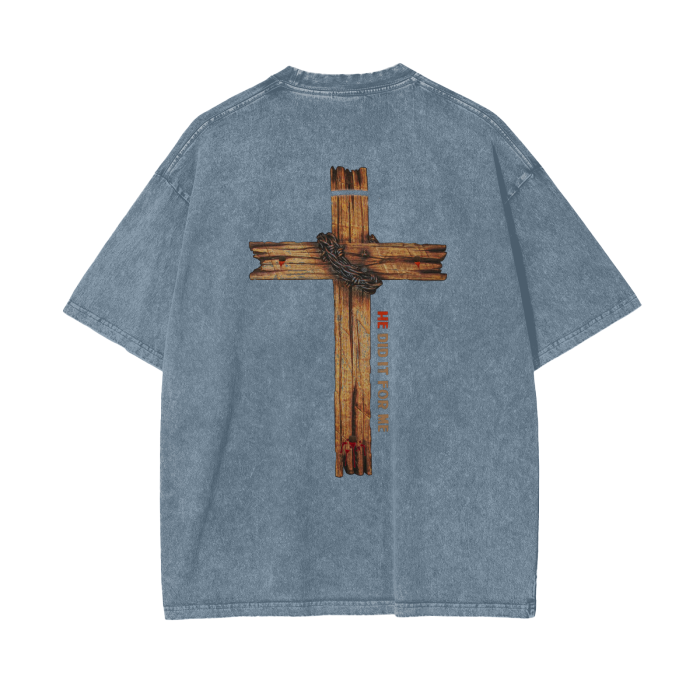 (HE Did It For Me) Acid Wash Oversize T-Shirt - 250 GSM - Image 22
