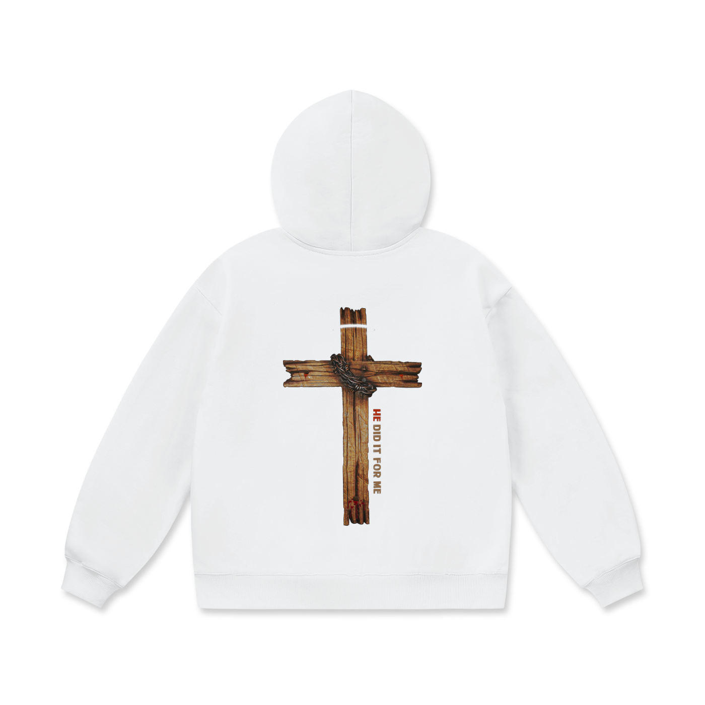 He Did It For Me Oversize Heavyweight Fleece Hoodie - 460 GSM - Image 2