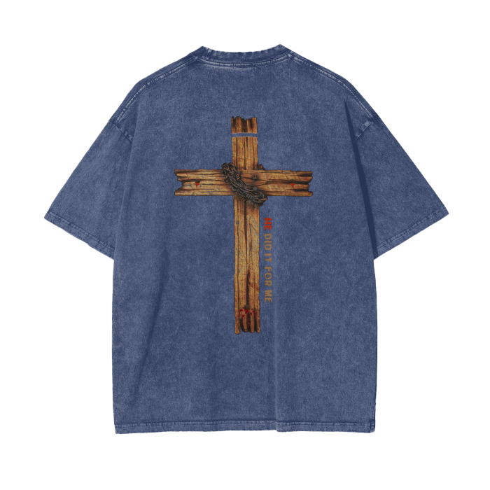 (HE Did It For Me) Acid Wash Oversize T-Shirt - 250 GSM - Image 12