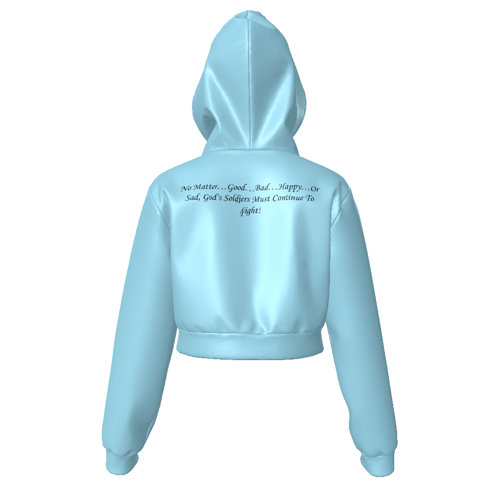 (No Matter…Good…Bad…Happy…Or Sad, God’s Soldiers Must Continue To Fight!) All-Over Print Women Zip Up Crop Hoodie - Image 8