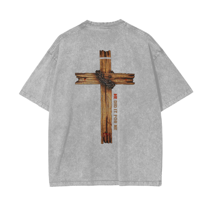 (HE Did It For Me) Acid Wash Oversize T-Shirt - 250 GSM - Image 6