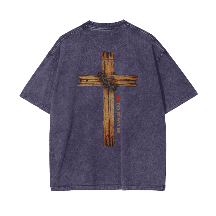 (HE Did It For Me) Acid Wash Oversize T-Shirt - 250 GSM - Image 10