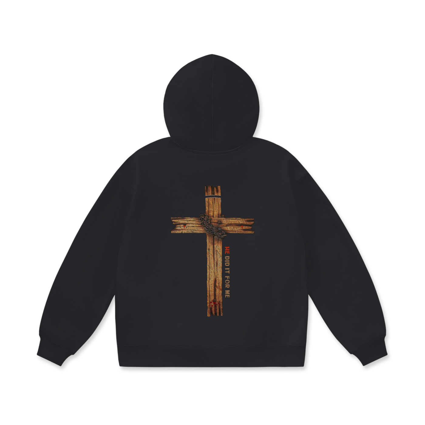 He Did It For Me Oversize Heavyweight Fleece Hoodie - 460 GSM - Image 4