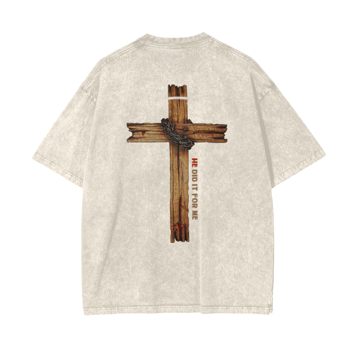(HE Did It For Me) Acid Wash Oversize T-Shirt - 250 GSM - Image 18