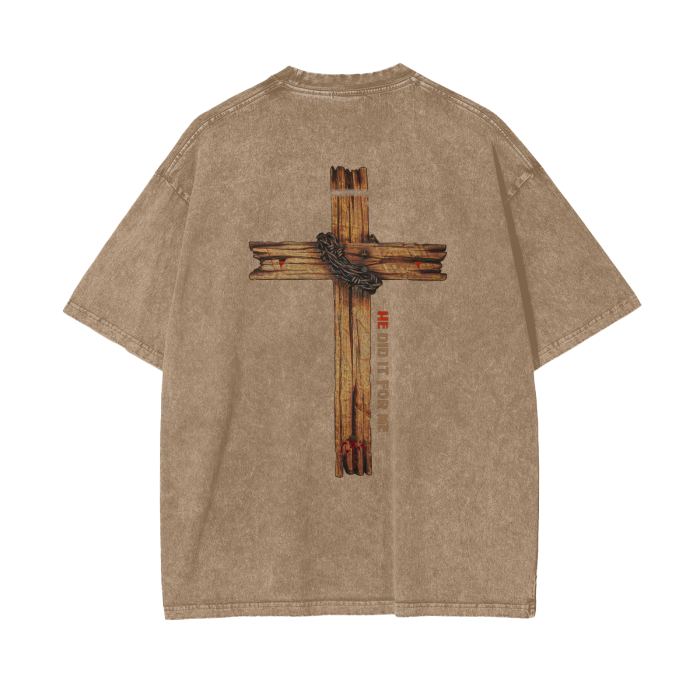 (HE Did It For Me) Acid Wash Oversize T-Shirt - 250 GSM - Image 16