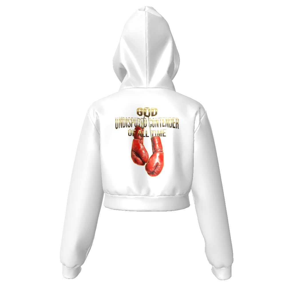(Undisputed) All-Over Print Women's Zip Up Crop Hoodie - Image 2