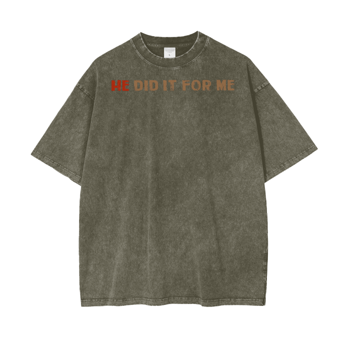 (HE Did It For Me) Acid Wash Oversize T-Shirt - 250 GSM - Image 19