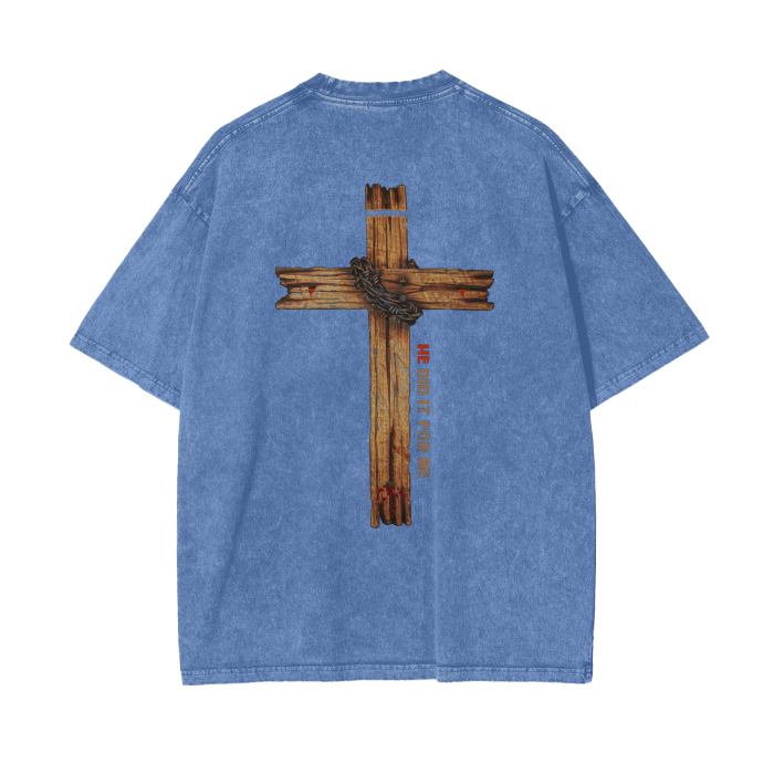 (HE Did It For Me) Acid Wash Oversize T-Shirt - 250 GSM - Image 8