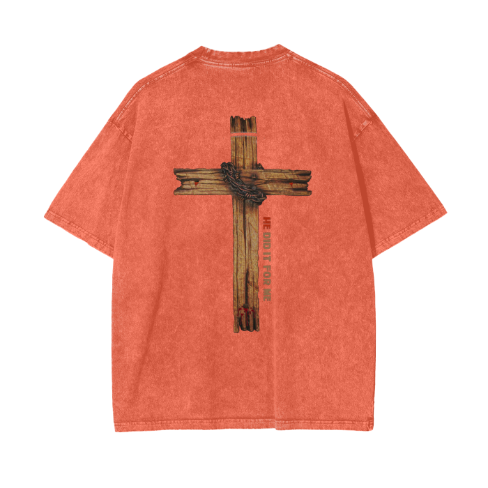 (HE Did It For Me) Acid Wash Oversize T-Shirt - 250 GSM - Image 14