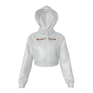 (He Did It For Me) All-Over Print Women's Zip Up Crop Hoodie