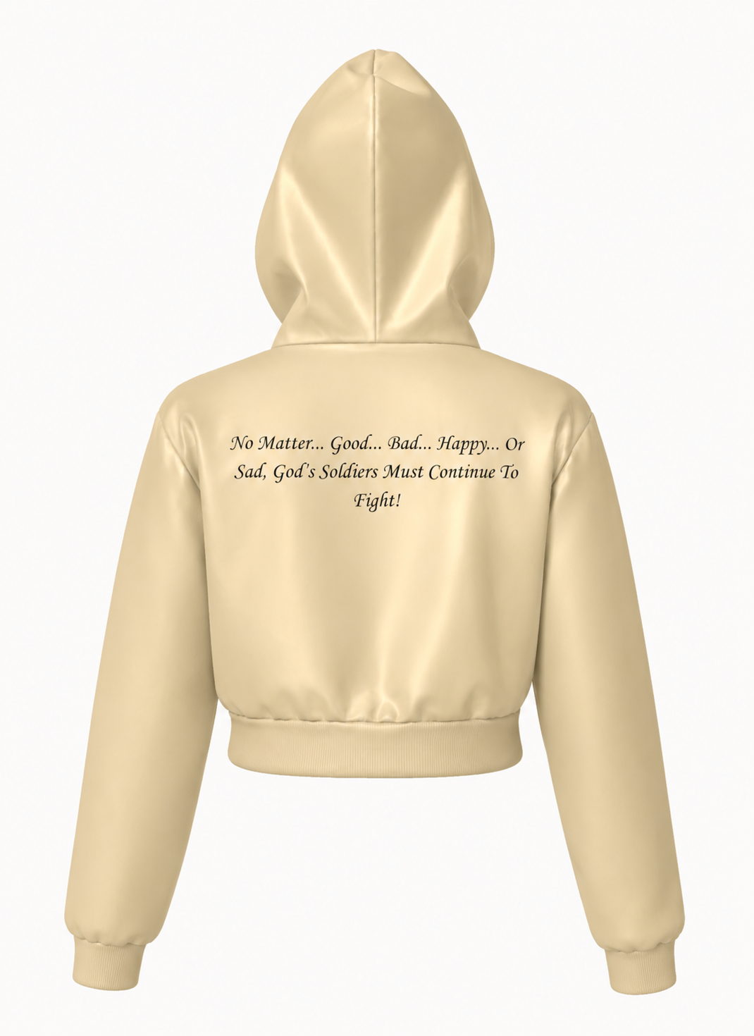 (No Matter…Good…Bad…Happy…Or Sad, God’s Soldiers Must Continue To Fight!) All-Over Print Women Zip Up Crop Hoodie – 385 GSM - Image 2