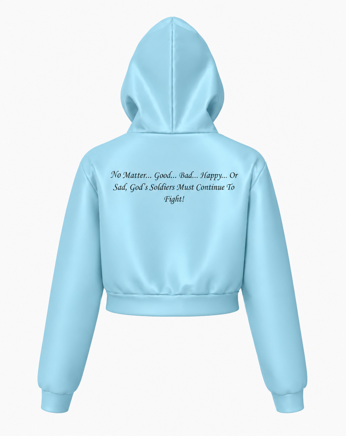 (No Matter…Good…Bad…Happy…Or Sad, God’s Soldiers Must Continue To Fight!) All-Over Print Women Zip Up Crop Hoodie – 385 GSM - Image 8