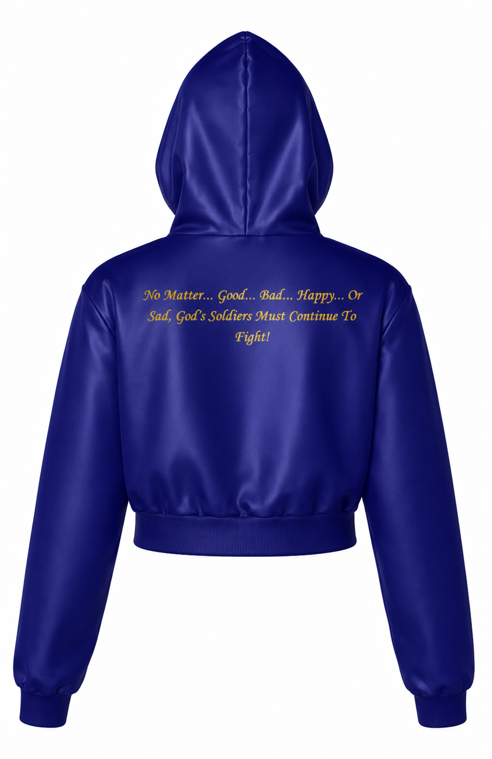 (No Matter…Good…Bad…Happy…Or Sad, God’s Soldiers Must Continue To Fight!) All-Over Print Women Zip Up Crop Hoodie – 385 GSM - Image 12