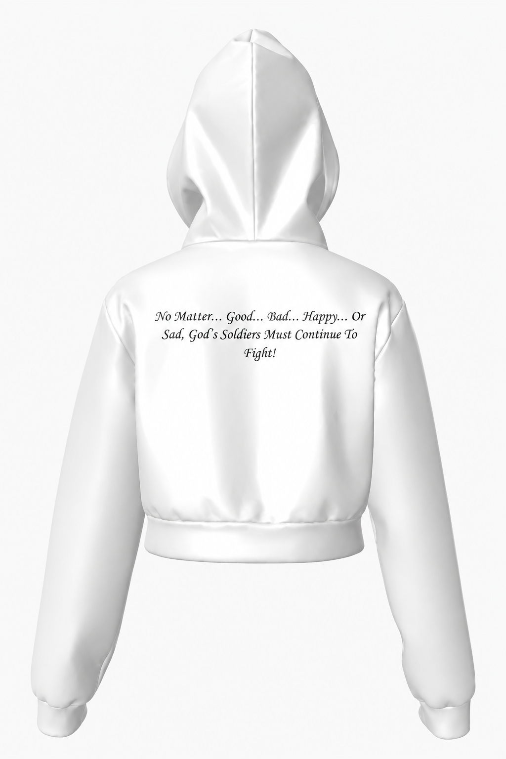 (No Matter…Good…Bad…Happy…Or Sad, God’s Soldiers Must Continue To Fight!) All-Over Print Women Zip Up Crop Hoodie – 385 GSM - Image 4