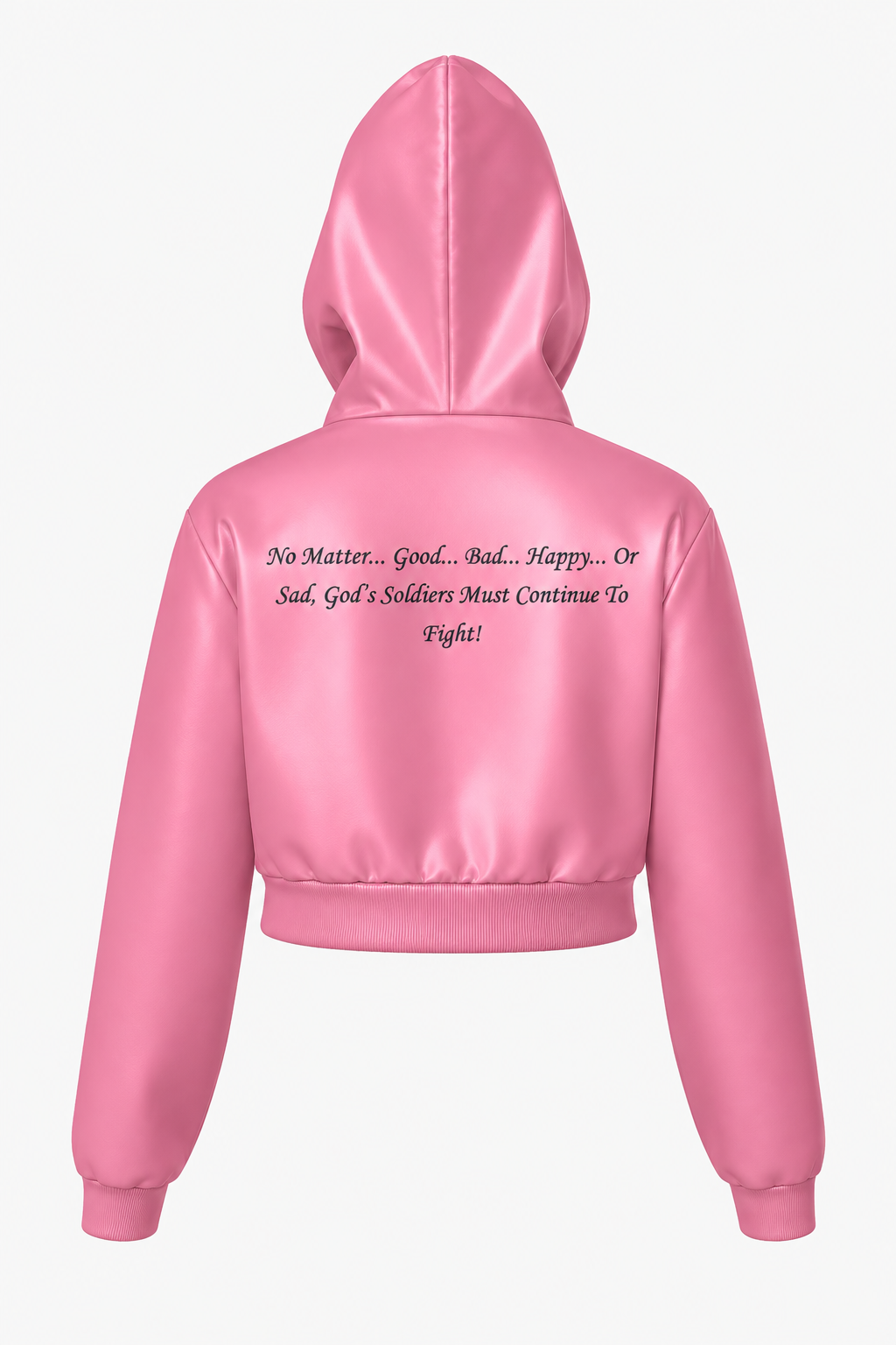 (No Matter…Good…Bad…Happy…Or Sad, God’s Soldiers Must Continue To Fight!) All-Over Print Women Zip Up Crop Hoodie – 385 GSM - Image 6